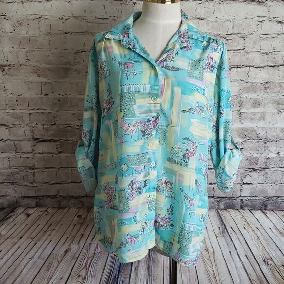 Vintage Button Up Roll Tab Blouse - Picture 5 of 7